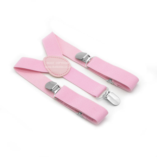 Light Pink Suspenders For Toddlers Three Clip Elastic Polyester