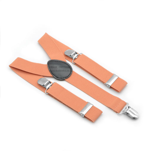 Dark Peach Suspenders For Toddlers Three clip elastic polyester