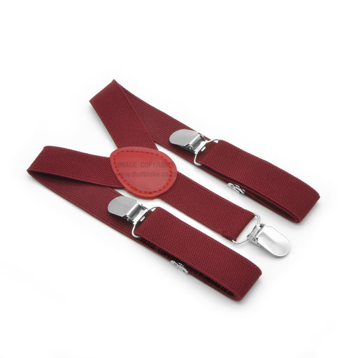 Dark Wine Red Toddler Suspenders Three Clip