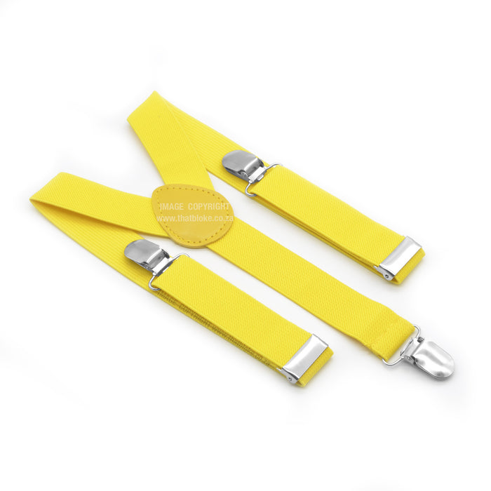 Yellow Toddler Suspenders Three Clip Elastic Polyester