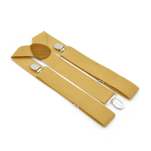 Mustard Yellow Suspenders For Men 3.5cm Wide Suspenders Elastic Polyester