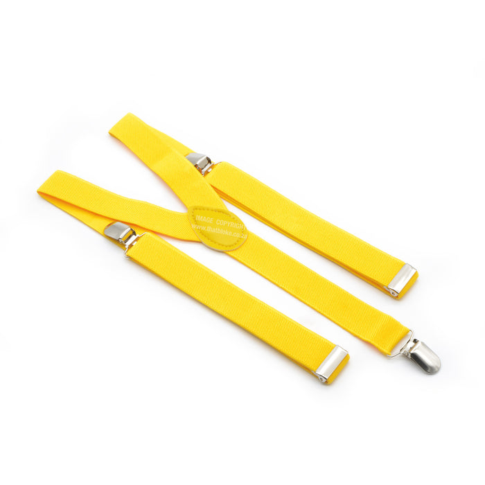 Yellow Suspenders Three Clip Elastic Polyester