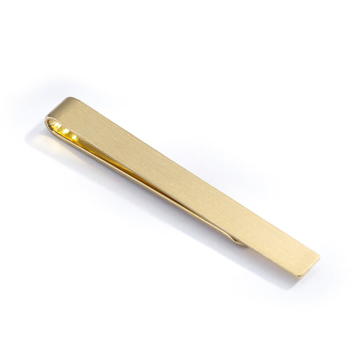 Long Thin Gold Brushed Tie Bar Top View