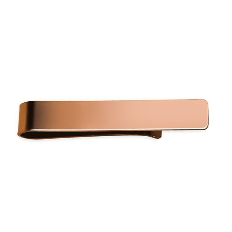 Rose Gold Tie Bar Short Wide Stainless Steel Top View