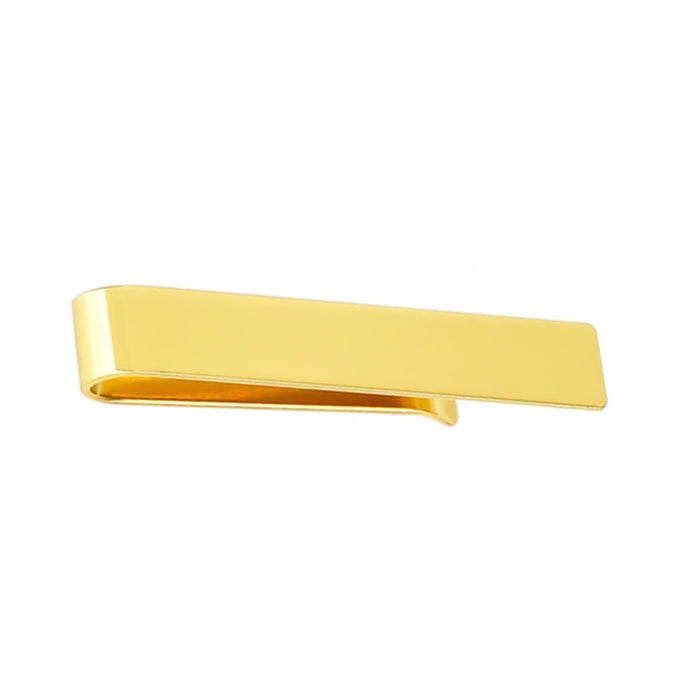 Semi-Wide Short Gold Tie Bar Stainless Steel Top View