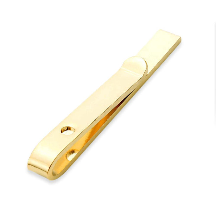 Short Glossy Gold Tie Bar Square Edges Bottom Image