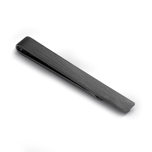 Thin Long Brushed Gunmetal Black Tie Bar