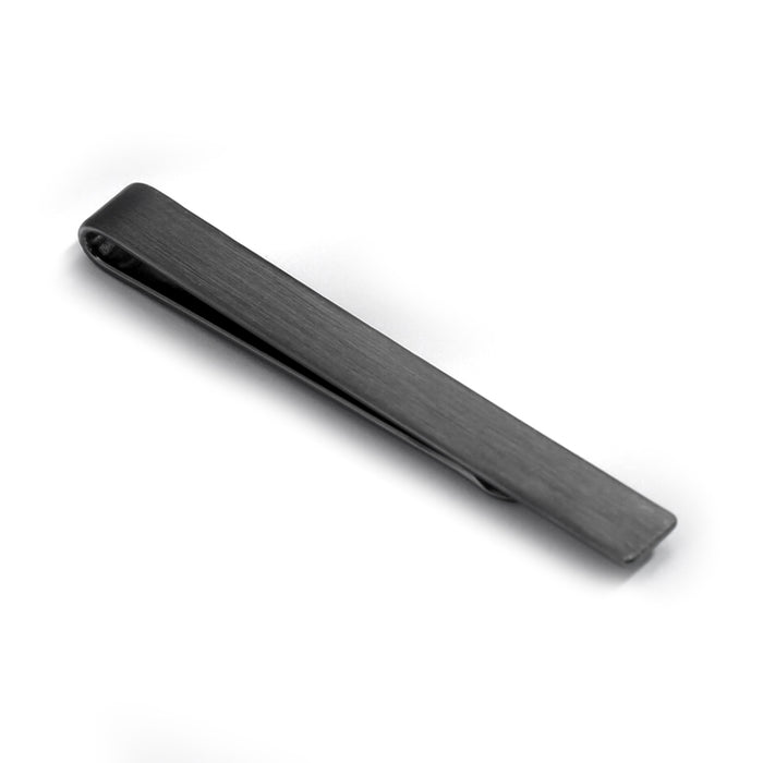 Thin Long Brushed Gunmetal Black Tie Bar
