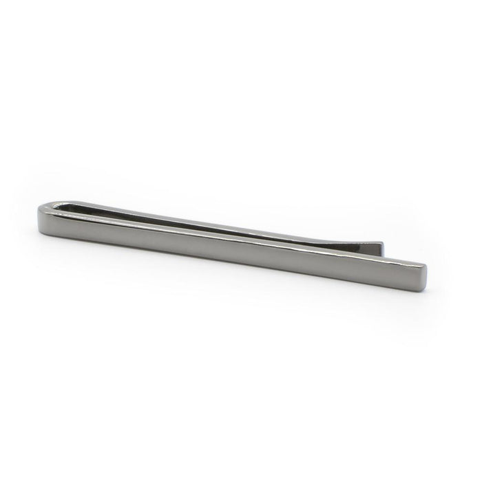 Gunmetal Black Tie Bar Extra Thin Medium Length Image Front Side