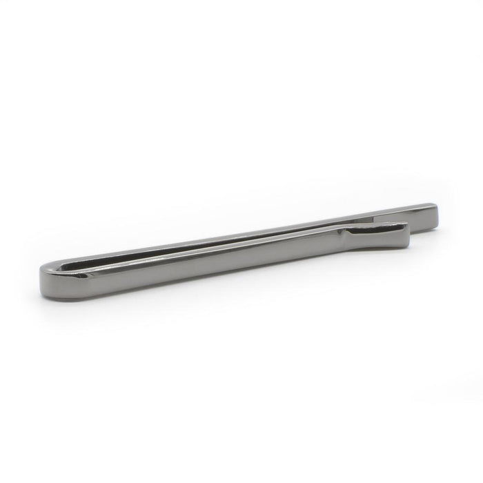 Gunmetal Black Tie Bar Extra Thin Medium Length Image Back Side