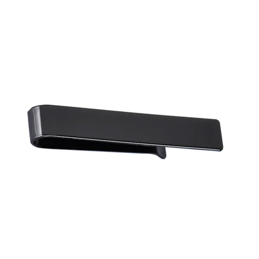 Semi-Wide Short Tie Bar Gunmetal Black Stainless Steel Top View