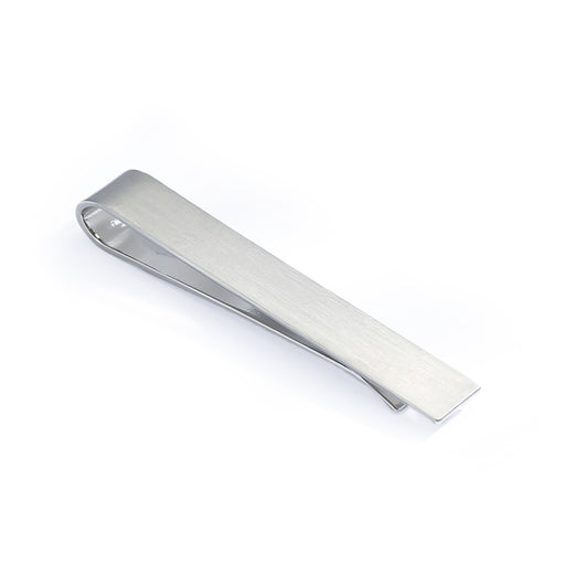 Long Brushed Silver Tie Bar Wide