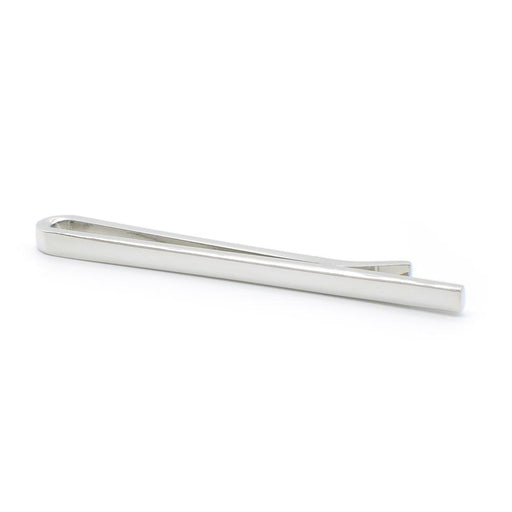 Silver Tie Bar Extra Thin Medium Length Image Front Side