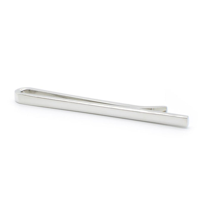 Silver Tie Bar Extra Thin Medium Length Image Front Side