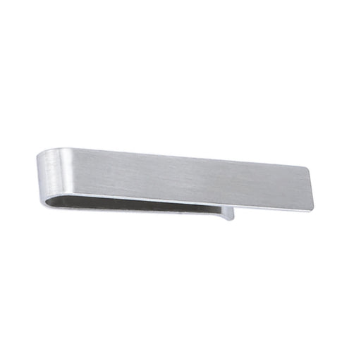 Semi-Wide Short Brushed Tie Bar Stainless Steel Top View