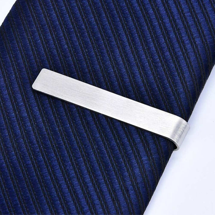 Tie Bar - Short Semi-Wide Brushed (Silver)