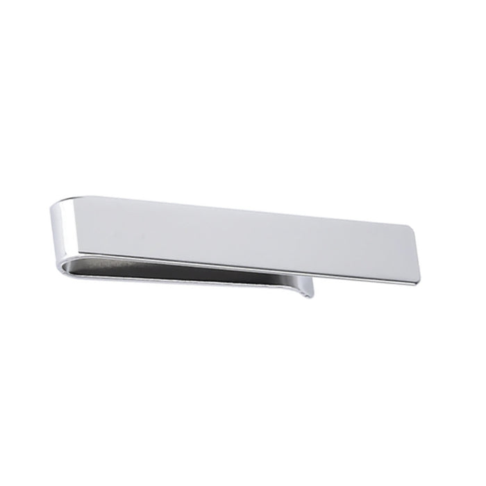 Semi-Wide Short Silver Tie Bar Stainless Steel Top View