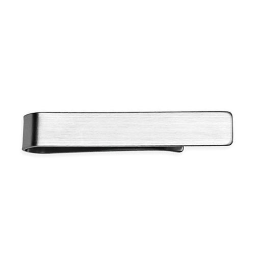 Wide Brushed Silver Tie Bar Short Stainless Steel For Men