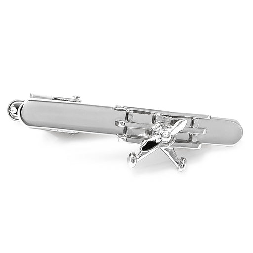 Airplane Tie Clip Triplane Silver Image Front