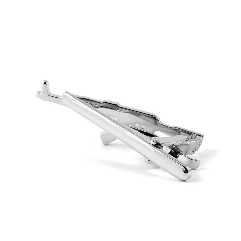 AK-47 Machine Gun Tie Clip Silver Back