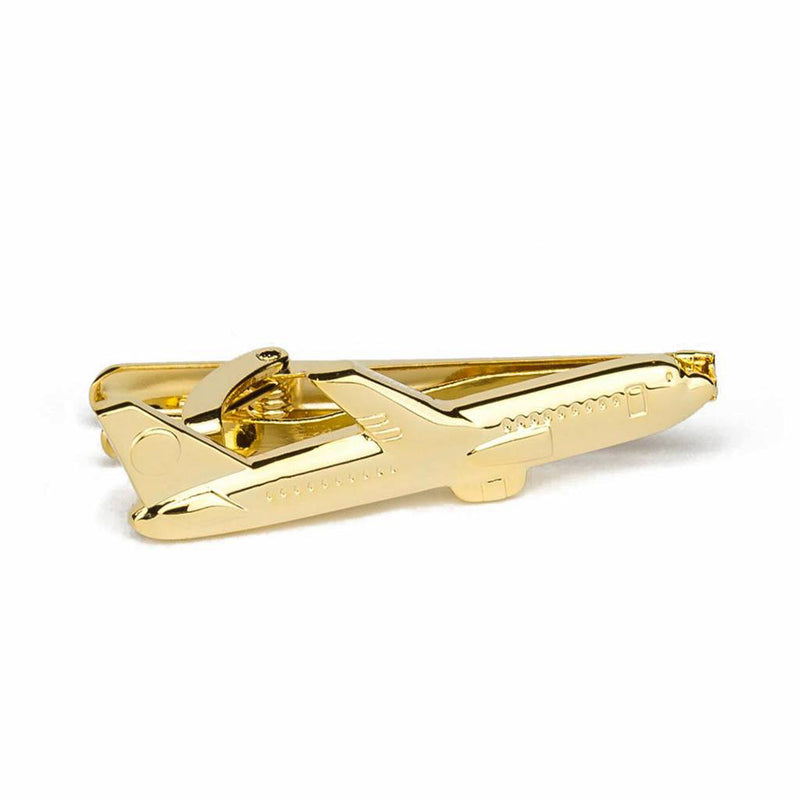 Aeroplane Airplane Tie Clip Gold Image Front