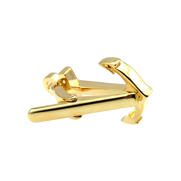Gold Anchor Tie Clip Front Bottom Image