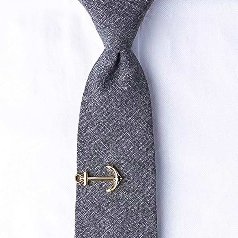Gold Anchor Tie Clip On Tie