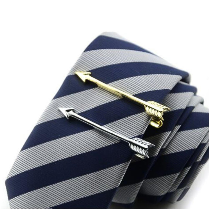 Arrow Tie Clip Silver Image On Tie