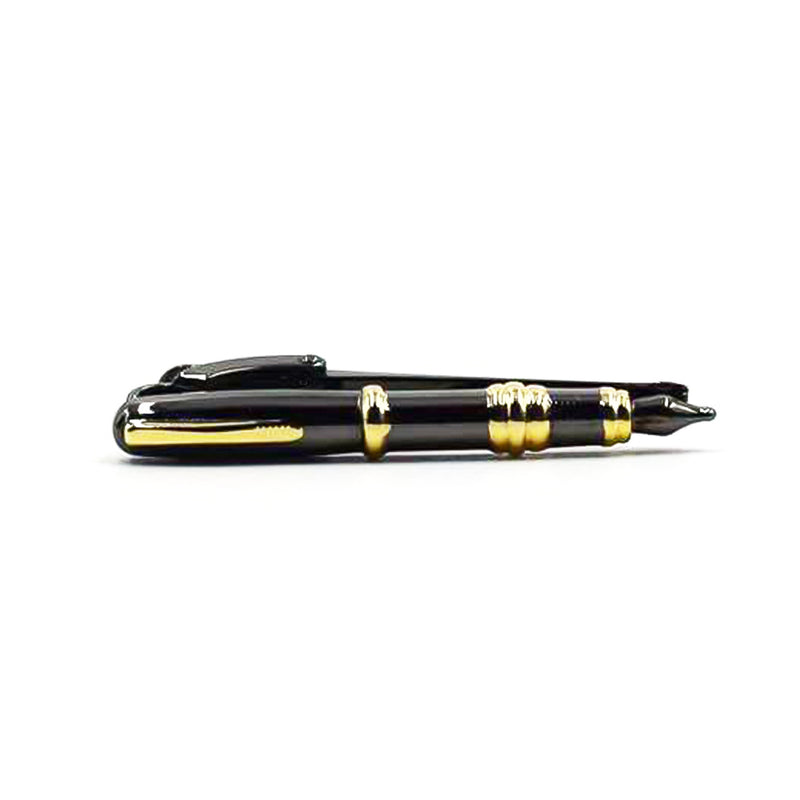 Ballpoint Pen Tie Clip Black Gold Image Front