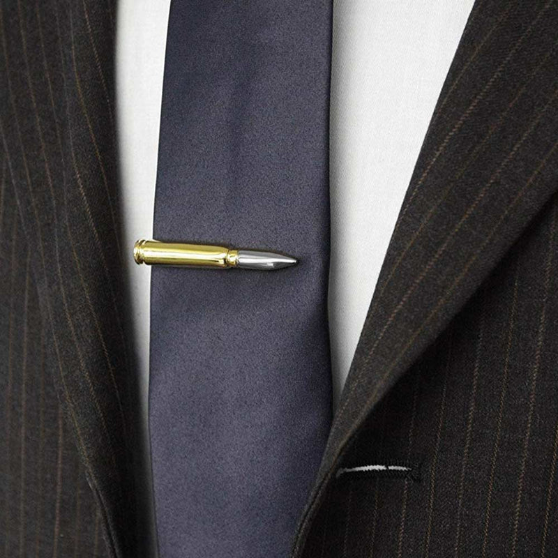 Bullet Tie Clip Gold Silver Image On Tie