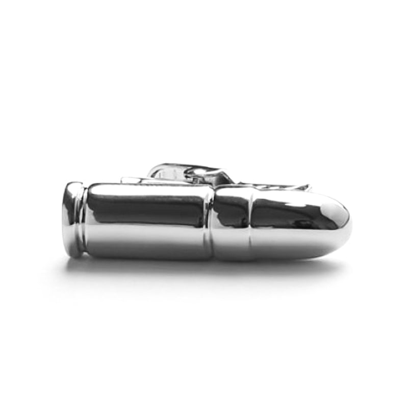 Short Bullet Tie Clip Silver Front View