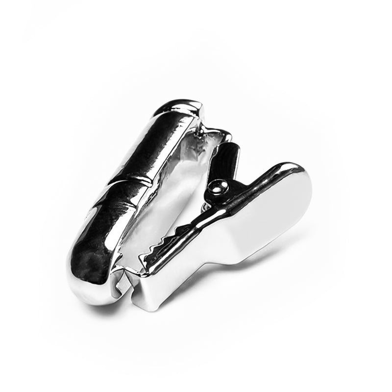 Short Bullet Tie Clip Silver Back View
