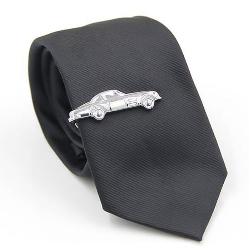 Car Tie Clip Classic Vintage Silver On Tie Image