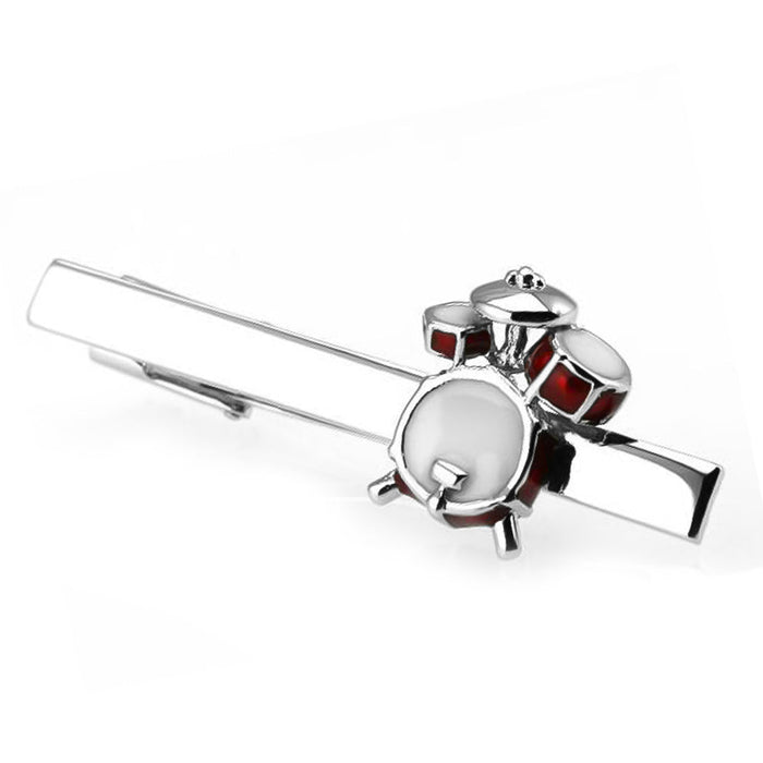 Drum Set Tie Clip For Drummers Silver Front