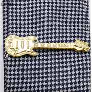 Electric Guitar Tie Clip Gold Image On Tie