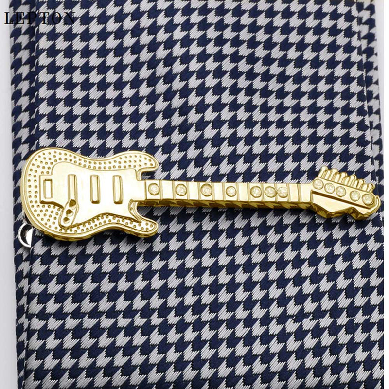 Electric Guitar Tie Clip Gold Image On Tie