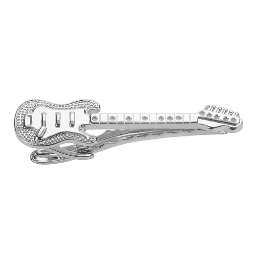Electric Guitar Tie Clip Silver Image Front