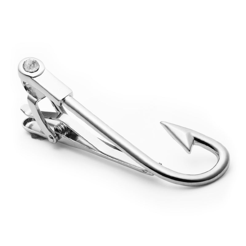 Fish Hook Tie Clip Silver Top View
