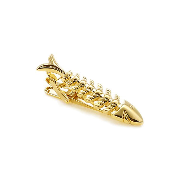 Fish Skeleton Tie Clip Gold Image Top