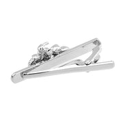 Vintage Classic Motorcycle Tie Clip Long Silver Back