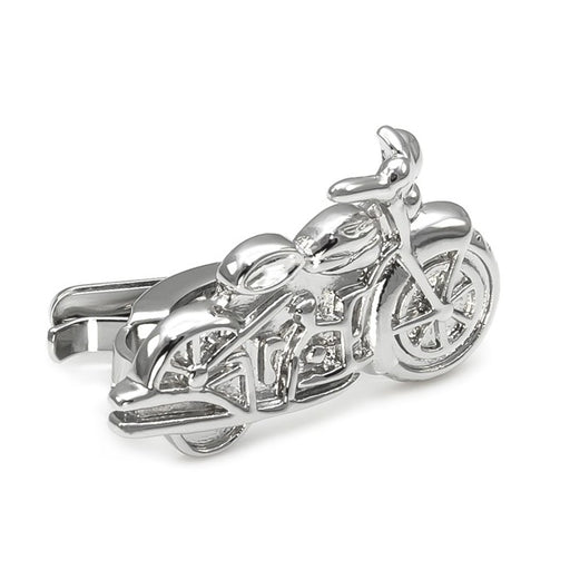 Full Size Vintage Motorcycle Tie Clip Silver Front