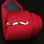 Curled Moustache Tie Clip Gold Image On Tie