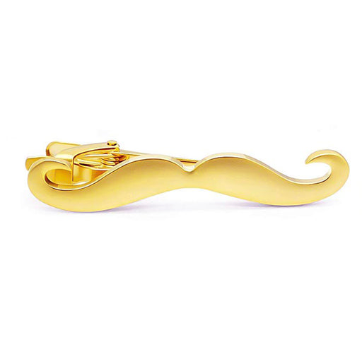 Curled Moustache Tie Clip Gold Image Front