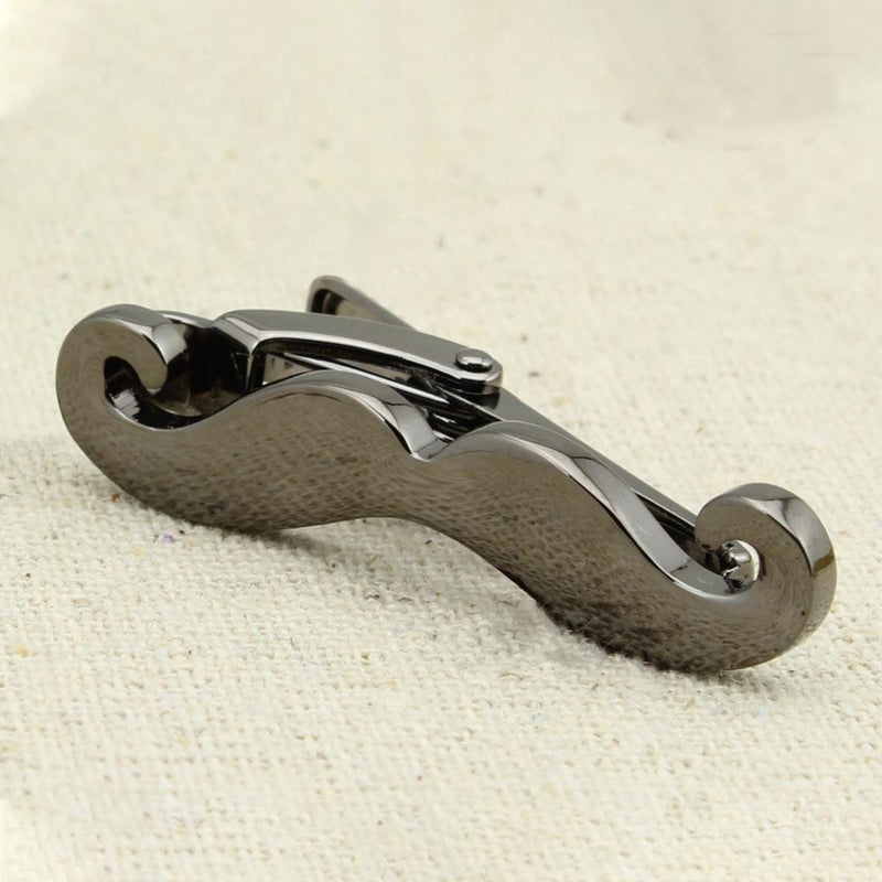 Curled Moustache Tie Clip Gunmetal Black Image Display