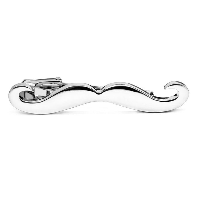 Curled Moustache Tie Clip Silver Image Front
