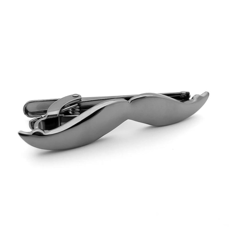 Moustache Tie Clip Gunmetal Black Image Front