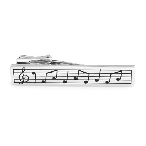 Music Note Sheet Tie Clip Silver Front