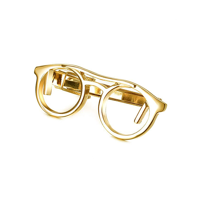 Reading Glasses Tie Clip Gold Angle Image