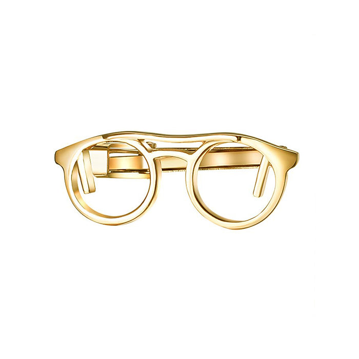 Reading Glasses Tie Clip Gold Front Image