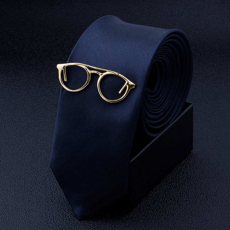 Reading Glasses Tie Clip Gold On Tie Image